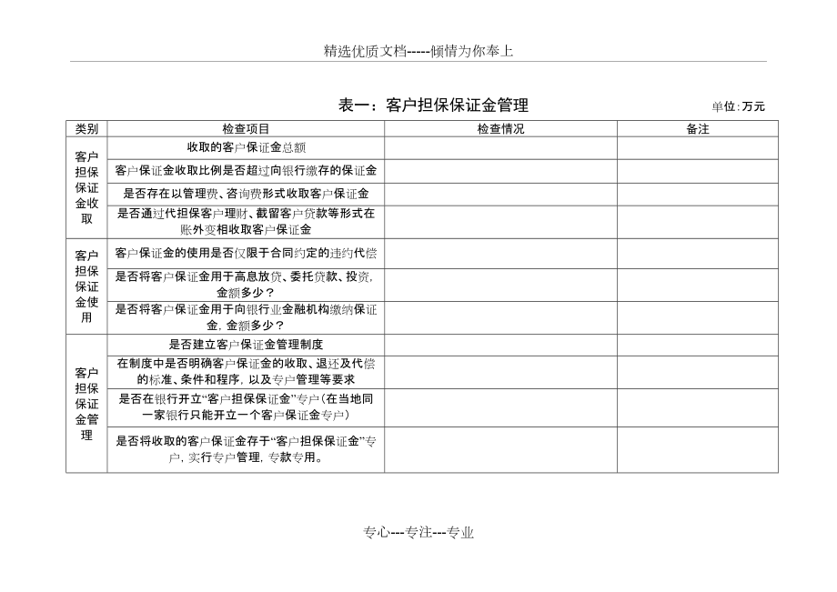 融资性担保公司现场检查表格_第1页