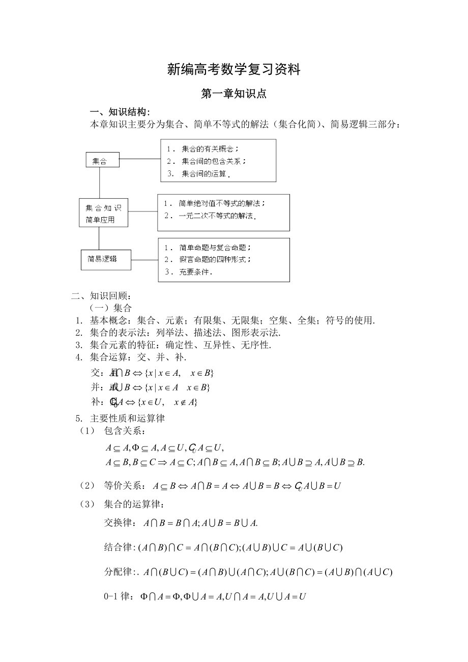 新編高考數(shù)學(xué)第一輪總復(fù)習(xí)100講 第一章知識(shí)點(diǎn)_第1頁(yè)