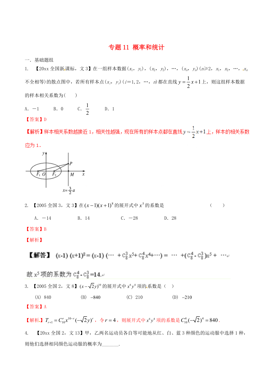 新版新課標(biāo)Ⅱ版高考數(shù)學(xué)分項匯編 專題11 概率和統(tǒng)計含解析文科_第1頁