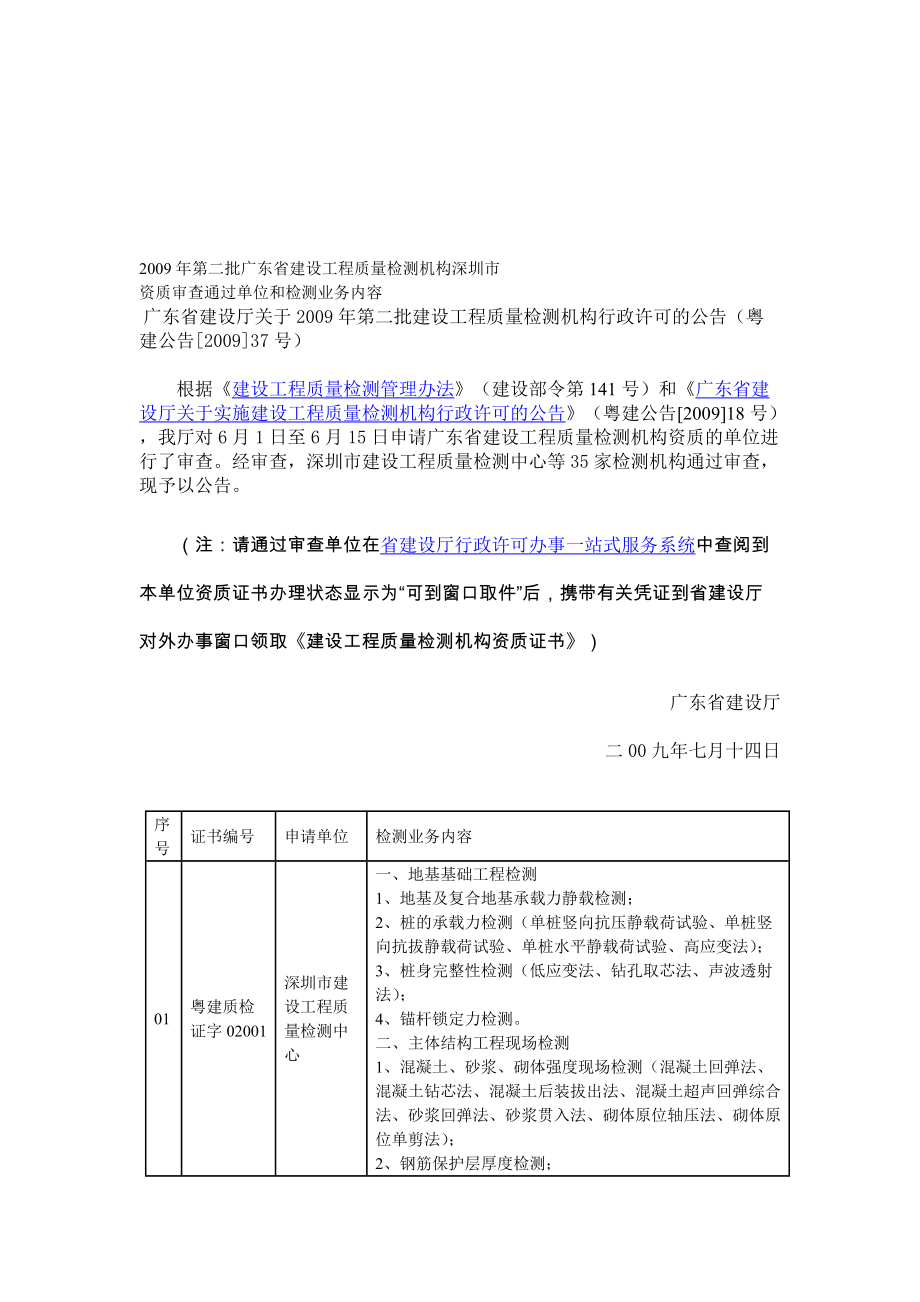 第二批广东省建设工程质量检测机构深圳市_第1页