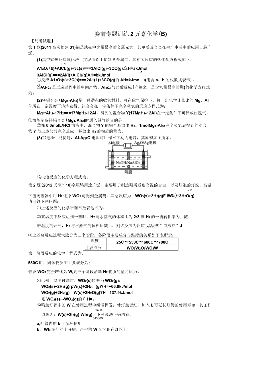 高考有机化学基础赛前专题训练_第1页