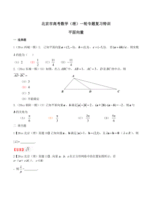 新版北京高考数学理一轮特训：平面向量含答案