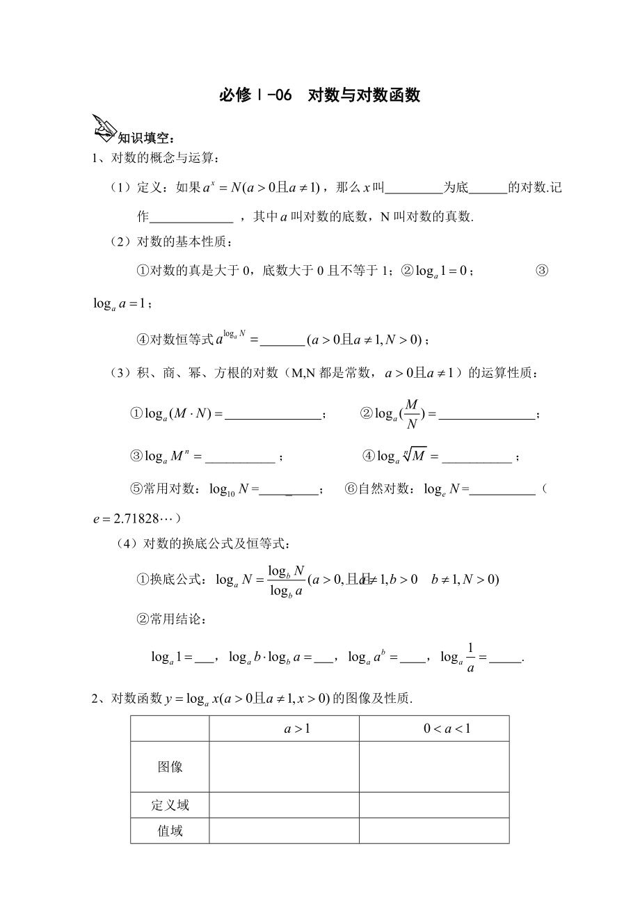 新版学案 106对数函数_第1页