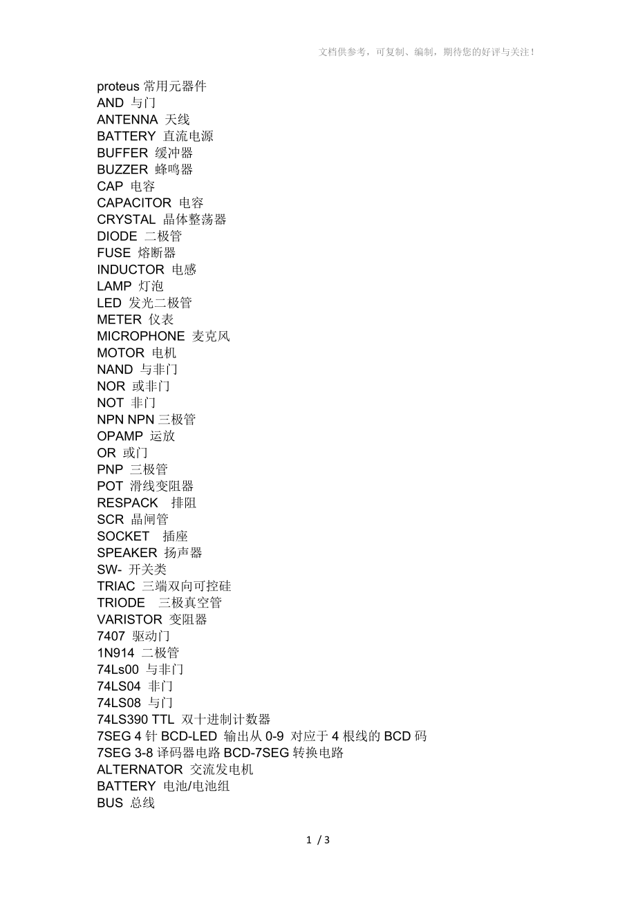 proteus常用元器件_第1页