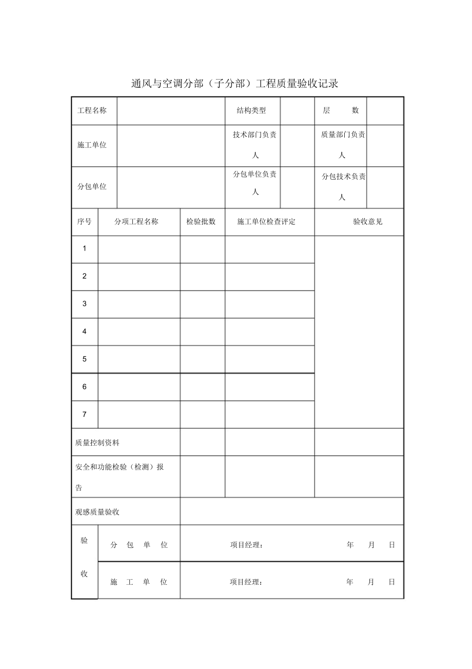 通风与空调分部工程质量验收记录_第1页