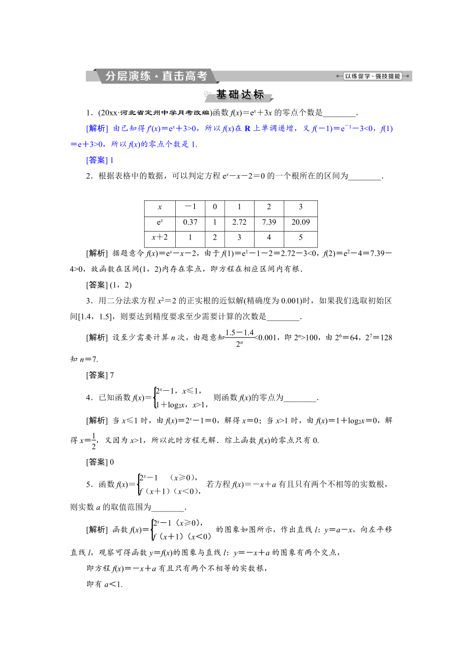 新版高考數(shù)學(xué)文科江蘇版1輪復(fù)習(xí)練習(xí)：第2章 基本初等函數(shù)、導(dǎo)數(shù)的應(yīng)用 8 第8講分層演練直擊高考 Word版含解析_第1頁