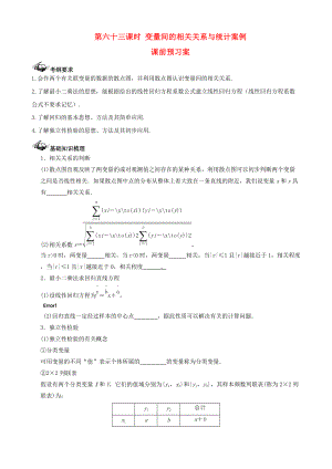 新編新課標高三數(shù)學(xué)一輪復(fù)習(xí) 第9篇 變量間的相關(guān)關(guān)系與統(tǒng)計案例學(xué)案 理