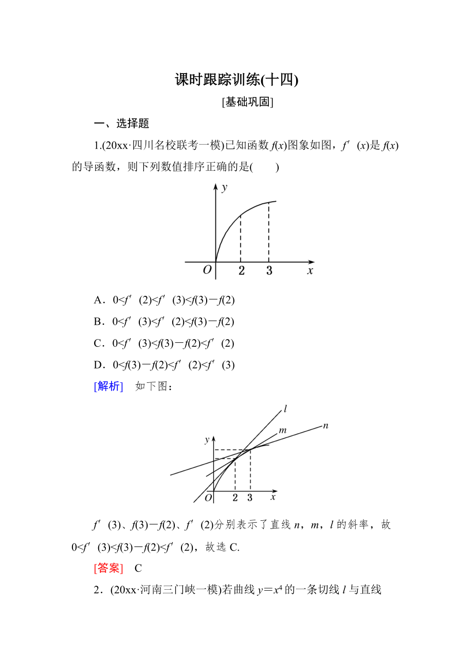 新編與名師對話高三數(shù)學(xué)文一輪復(fù)習(xí)課時(shí)跟蹤訓(xùn)練：第三章 導(dǎo)數(shù)及其應(yīng)用 課時(shí)跟蹤訓(xùn)練14 Word版含解析_第1頁