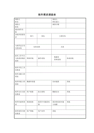 软件需求调查表