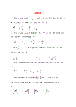 新編廣東省廣州市高考數(shù)學(xué)一輪復(fù)習(xí) 專項檢測試題：21 橢圓部分