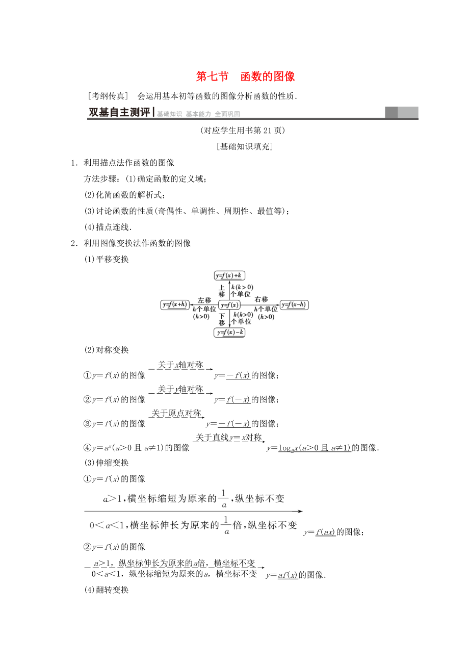 新編高考數(shù)學一輪復習學案訓練課件： 第2章 函數(shù)、導數(shù)及其應用 第7節(jié) 函數(shù)的圖像學案 文 北師大版_第1頁