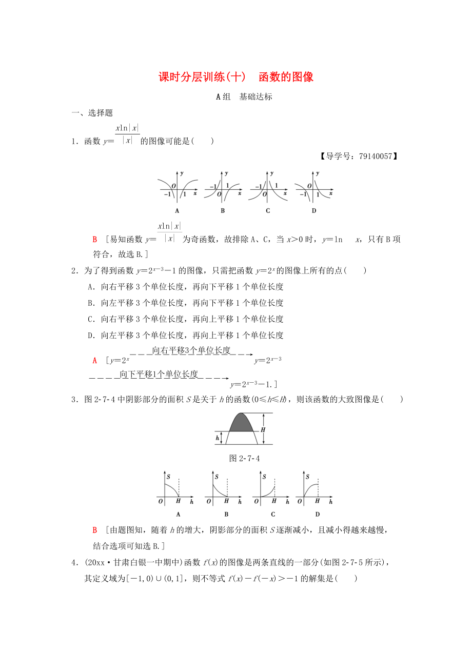 新版高考數(shù)學一輪復習學案訓練課件： 課時分層訓練10 函數(shù)的圖像 理 北師大版_第1頁