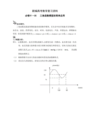 新編高中數(shù)學(xué)一輪復(fù)習(xí)必備：必修四 學(xué)案 405三角函數(shù)