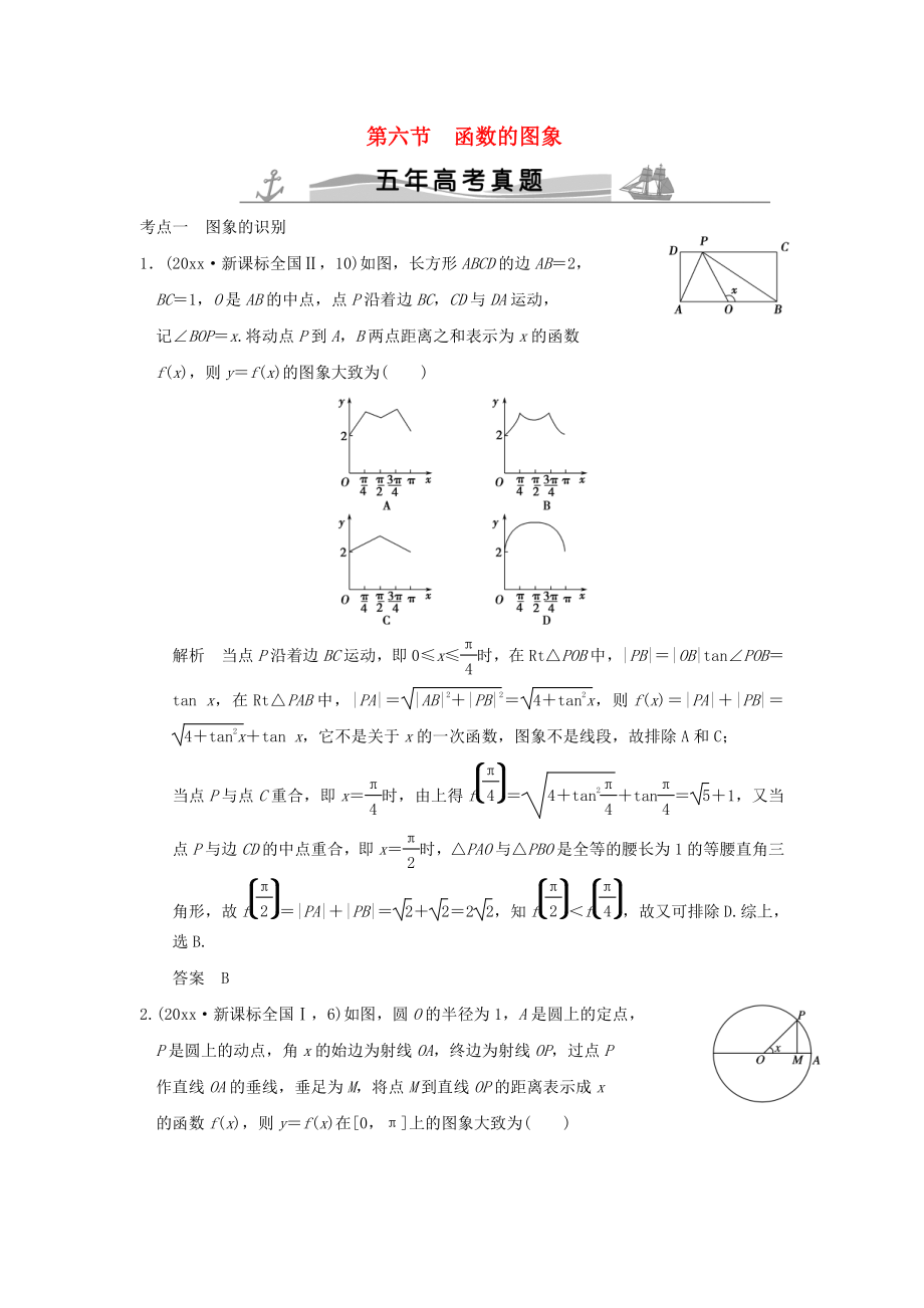 新編五年高考真題高考數(shù)學(xué)復(fù)習(xí) 第二章 第六節(jié) 函數(shù)的圖象 理全國通用_第1頁