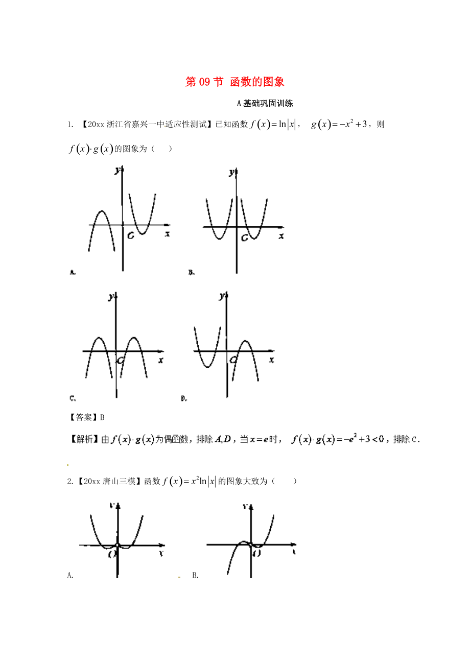 新版浙江版高考數(shù)學(xué)一輪復(fù)習(xí)(講練測)： 專題2.9 函數(shù)的圖象練_第1頁