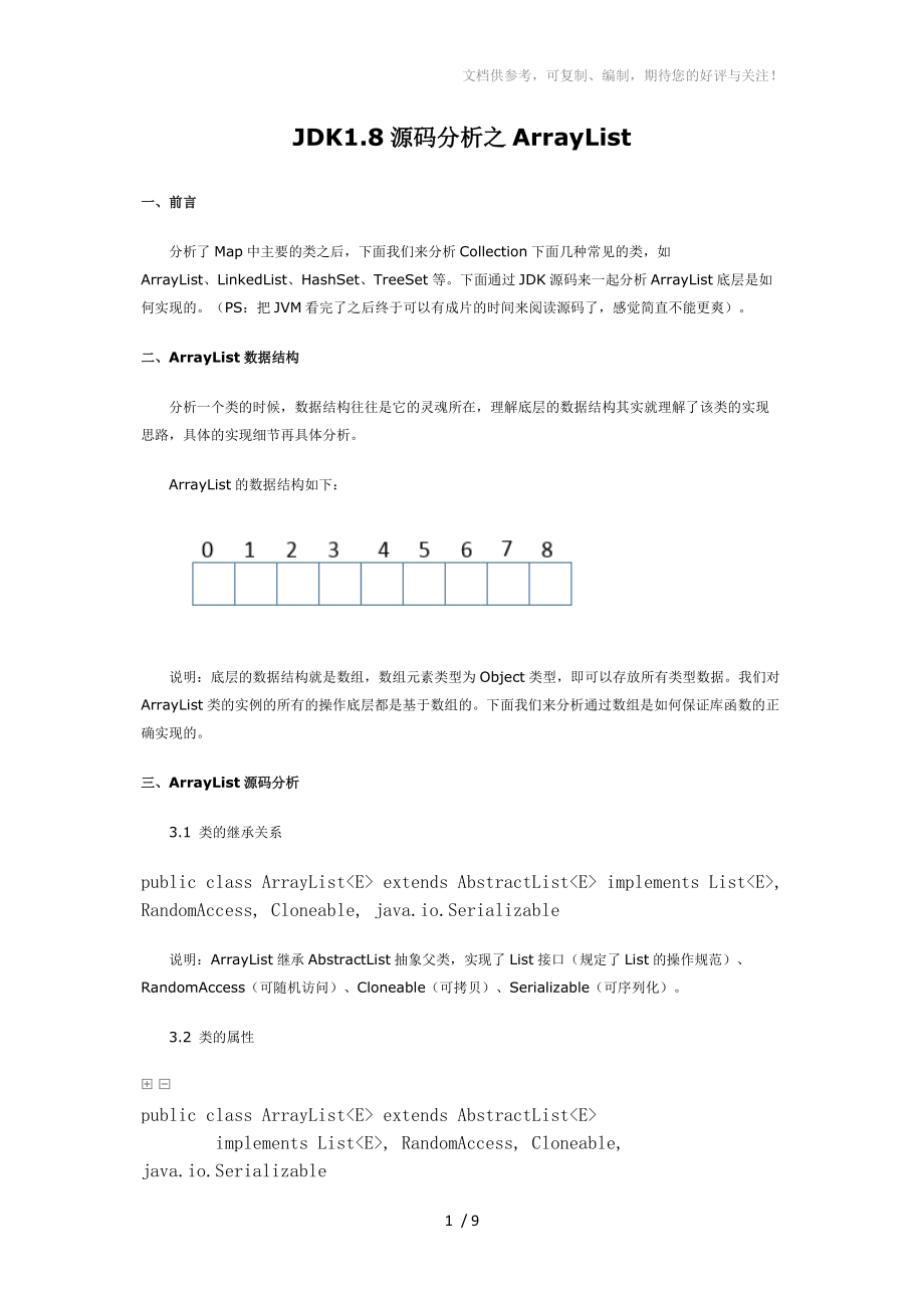 JDK1.8源碼分析之ArrayList_第1頁