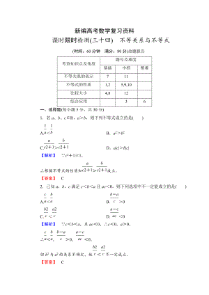 新編高三數(shù)學理,山東版一輪備課寶典 【第6章】課時限時檢測34