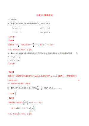 新版陜西版高考數(shù)學(xué)分項(xiàng)匯編 專題09 圓錐曲線含解析文