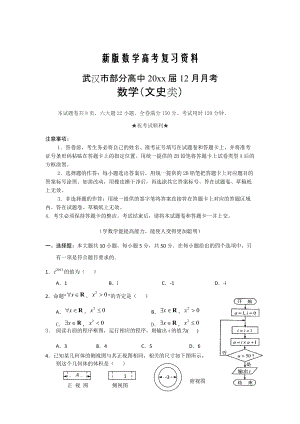 新版武汉市部分学校高三12月联考文科数学试卷及答案