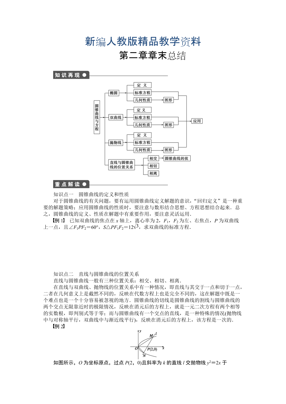 新編高中數(shù)學(xué)人教A版選修11課時(shí)作業(yè)：第2章 圓錐曲線與方程章末總結(jié)_第1頁(yè)