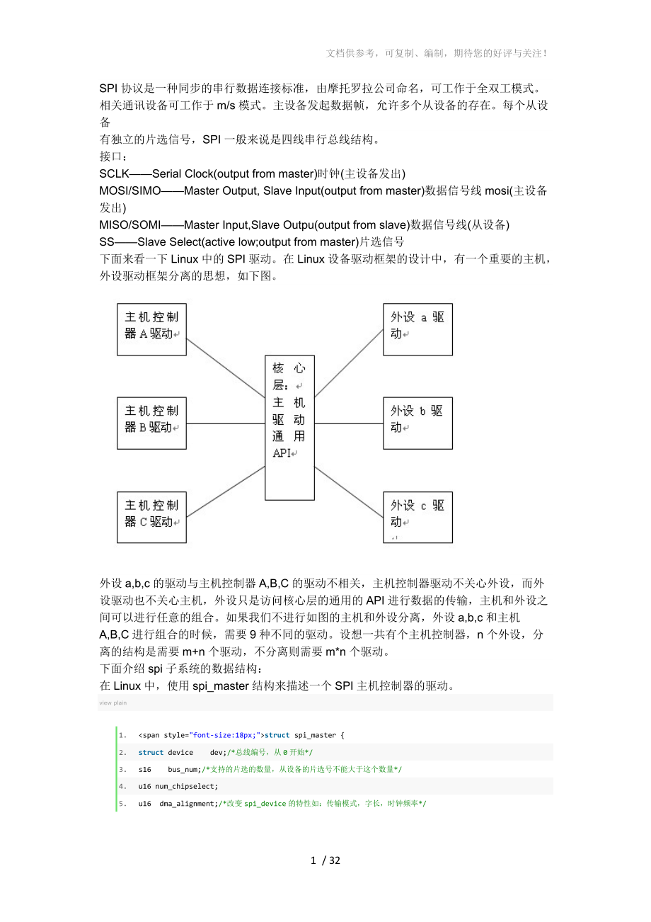 linuxSPI驅(qū)動框架源碼分析_第1頁