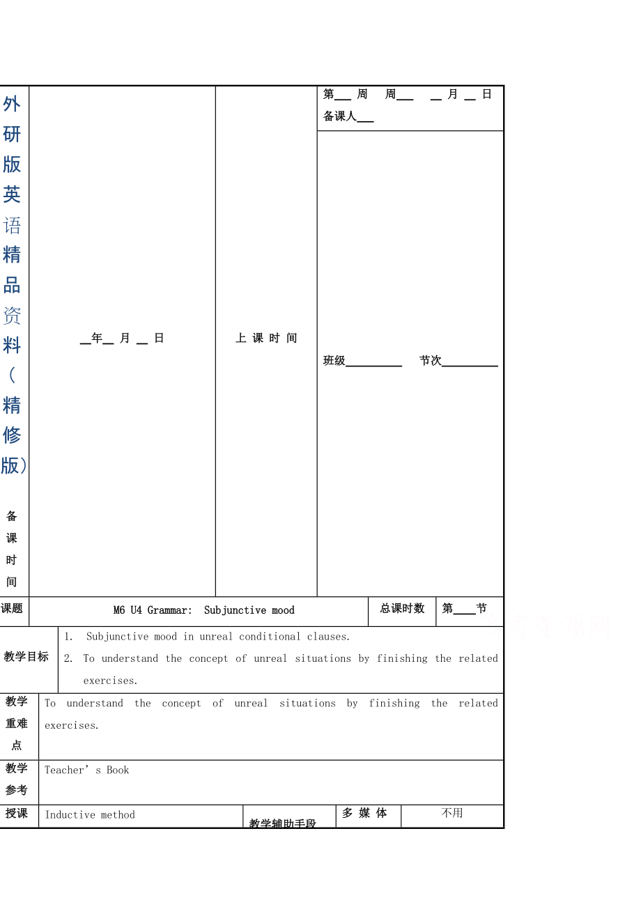 江蘇省徐州市高中英語(yǔ)選修六M6 U4Grammar教案精修版_第1頁(yè)