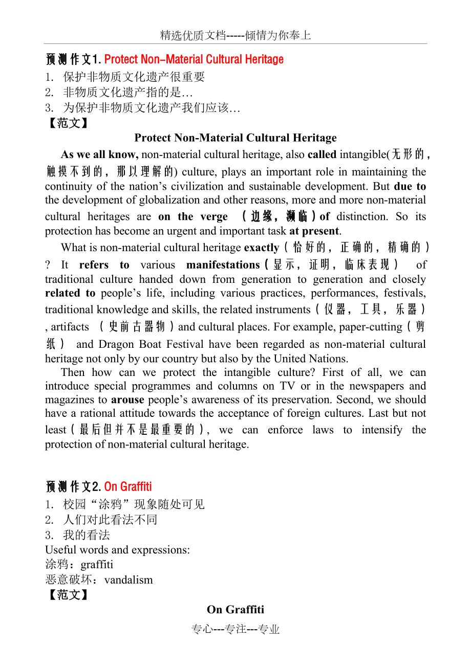 大学四级英语优秀作文(30篇-涵盖各种题型)_第1页