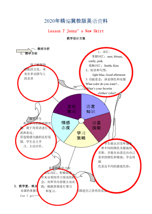 2020年【冀教版】七年級上冊：Unit 2 Lesson 7 Jenny’s New Skirt教案