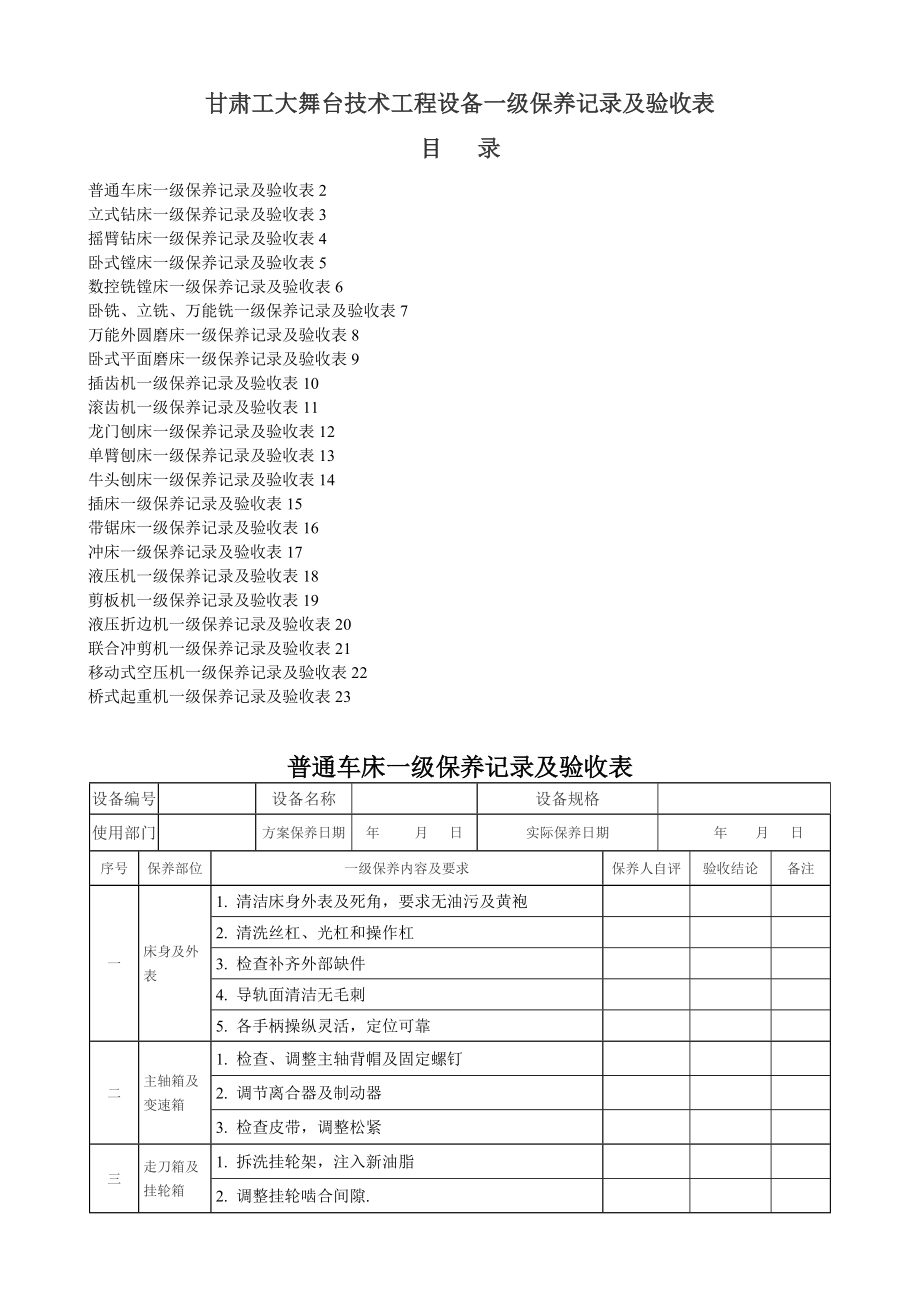 机床一级保养表_第1页