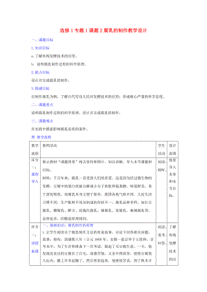 人教版高中生物 選修1專題1課題2腐乳的制作 教案