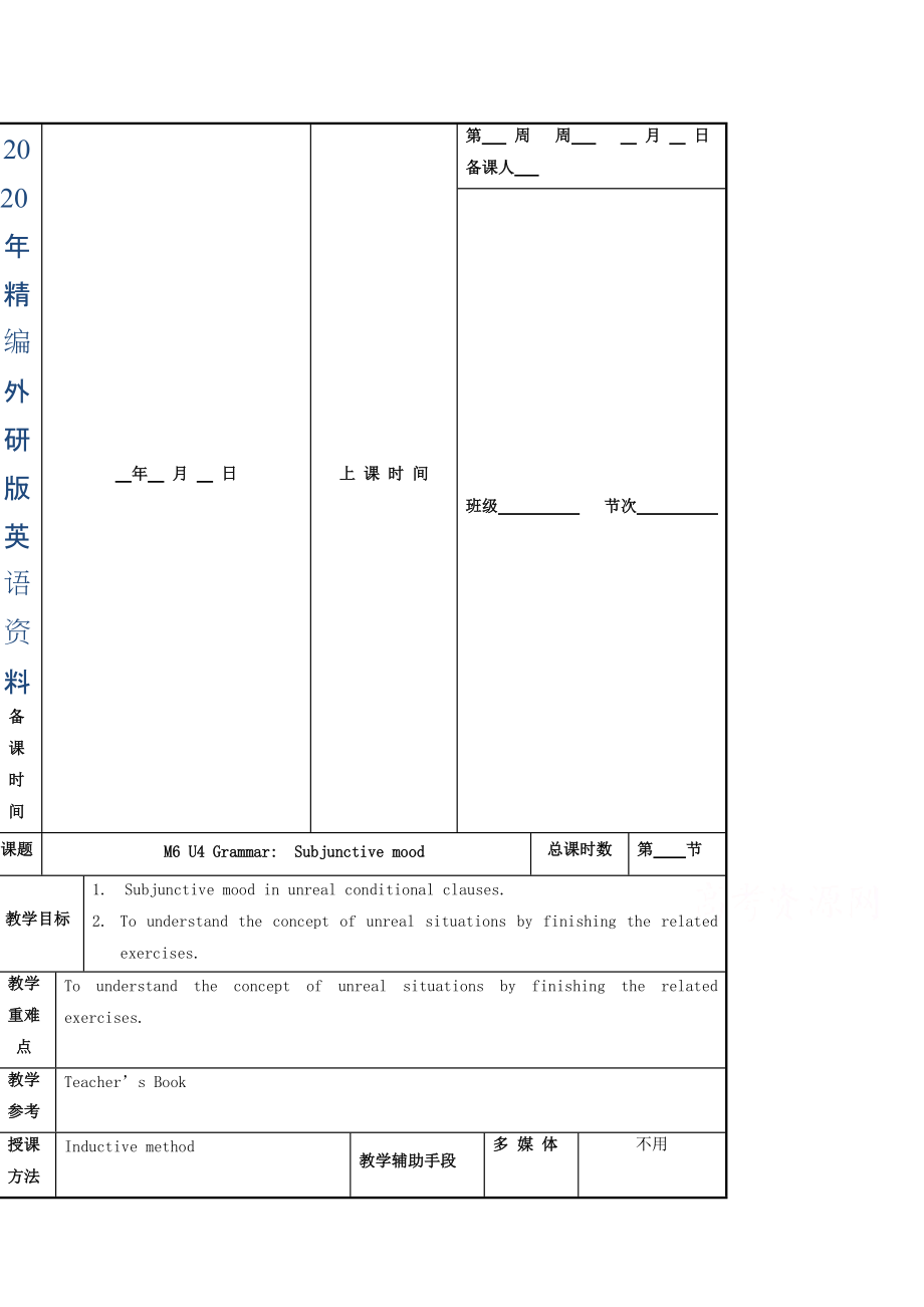 2020年江蘇省徐州市高中英語選修六M6 U4Grammar教案_第1頁