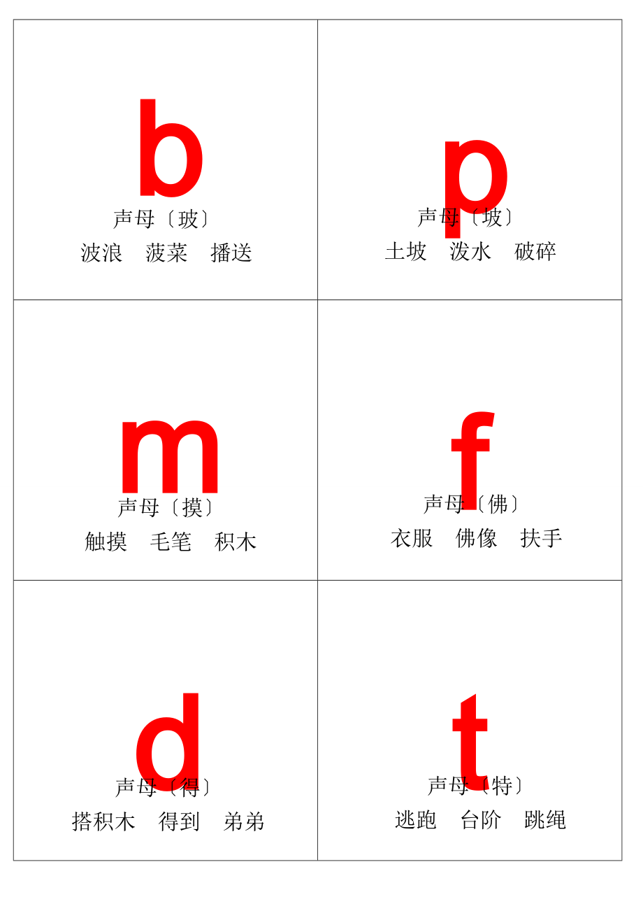 汉语拼音字母表卡片红色字-读音A直接打印_第1页