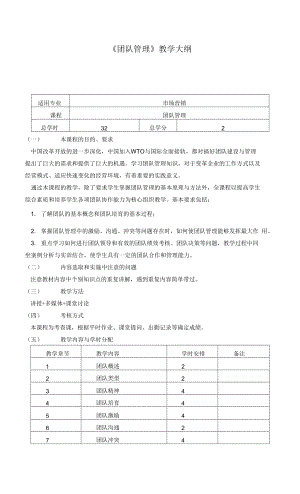 《團隊管理》教學(xué)大綱.docx