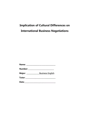 ImplicationofCulturalDifferencesonInternationalBusinessNegotiations中美文化差异对国际商务谈