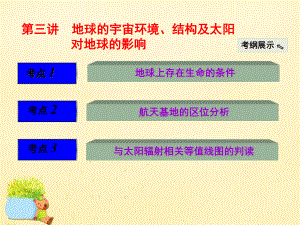 三維設(shè)計】2017版高考地理大一輪復(fù)習(xí) 第一章 宇宙中的地球（含地球和地圖）第三講 地球的宇宙環(huán)境、結(jié)構(gòu)及太陽對地球的影響課件 新人教版