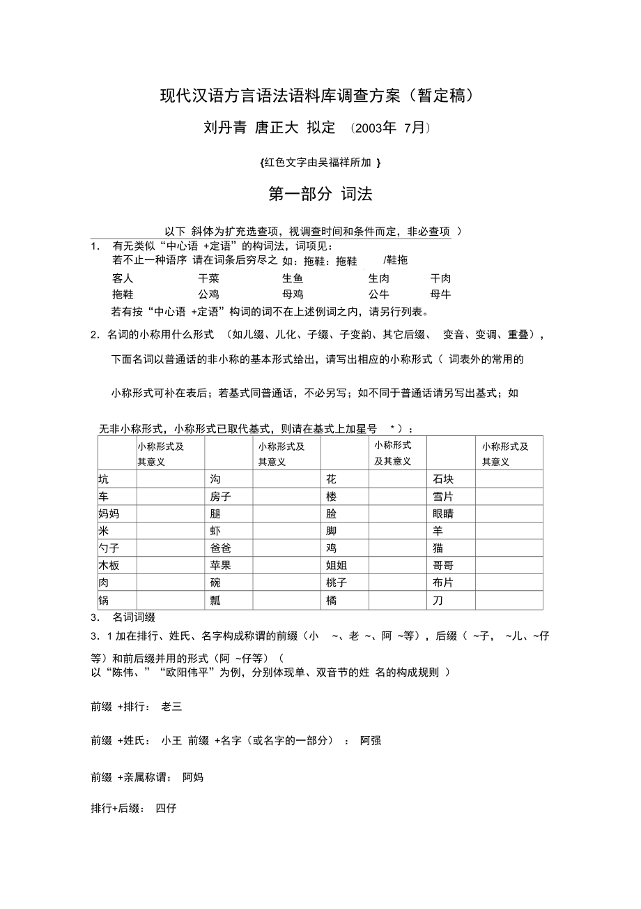 现代汉语方言语法语料库调查方案_第1页