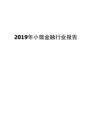 2019年小微金融行业报告.docx