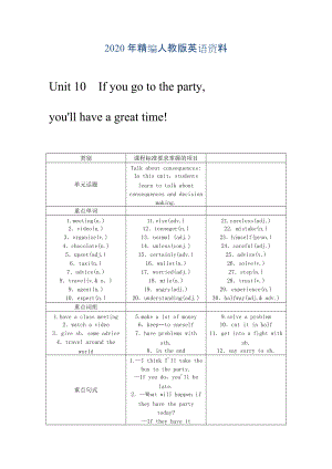 年人教版八年級(jí)英語上冊(cè)Unit10 If you go to the party you’ll have a great time教案