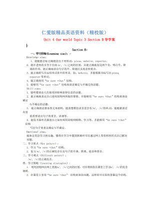 仁愛版八年級上冊 Unit 4 Our world Topic 3 Section B導(dǎo)學(xué)案【精校版】