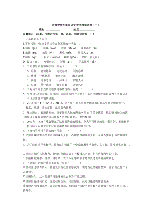 【严选】广西柳城县沙埔中学第一次中考模拟考试题及答案