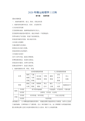 年專題十四 選修 微專題14.1 旅游地理二輪地理微專題要素探究與設(shè)計 Word版含解析