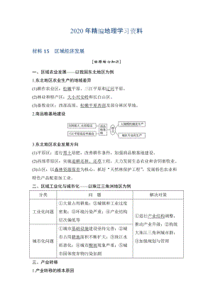 年地理創(chuàng)新設計二輪專題復習全國通用文檔：第四部分 考前靜悟材料 材料15 Word版含答案