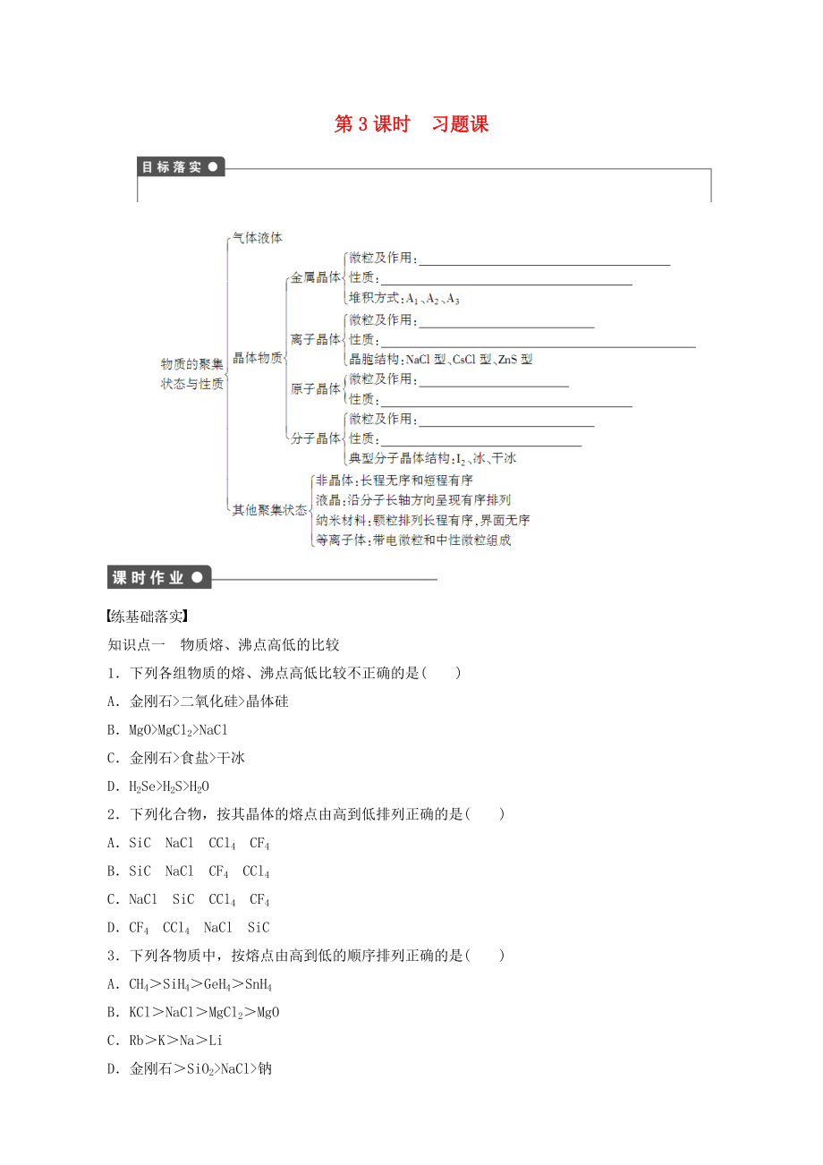 精修版高中化學(xué) 第3章 復(fù)習(xí)課 魯科版選修3_第1頁