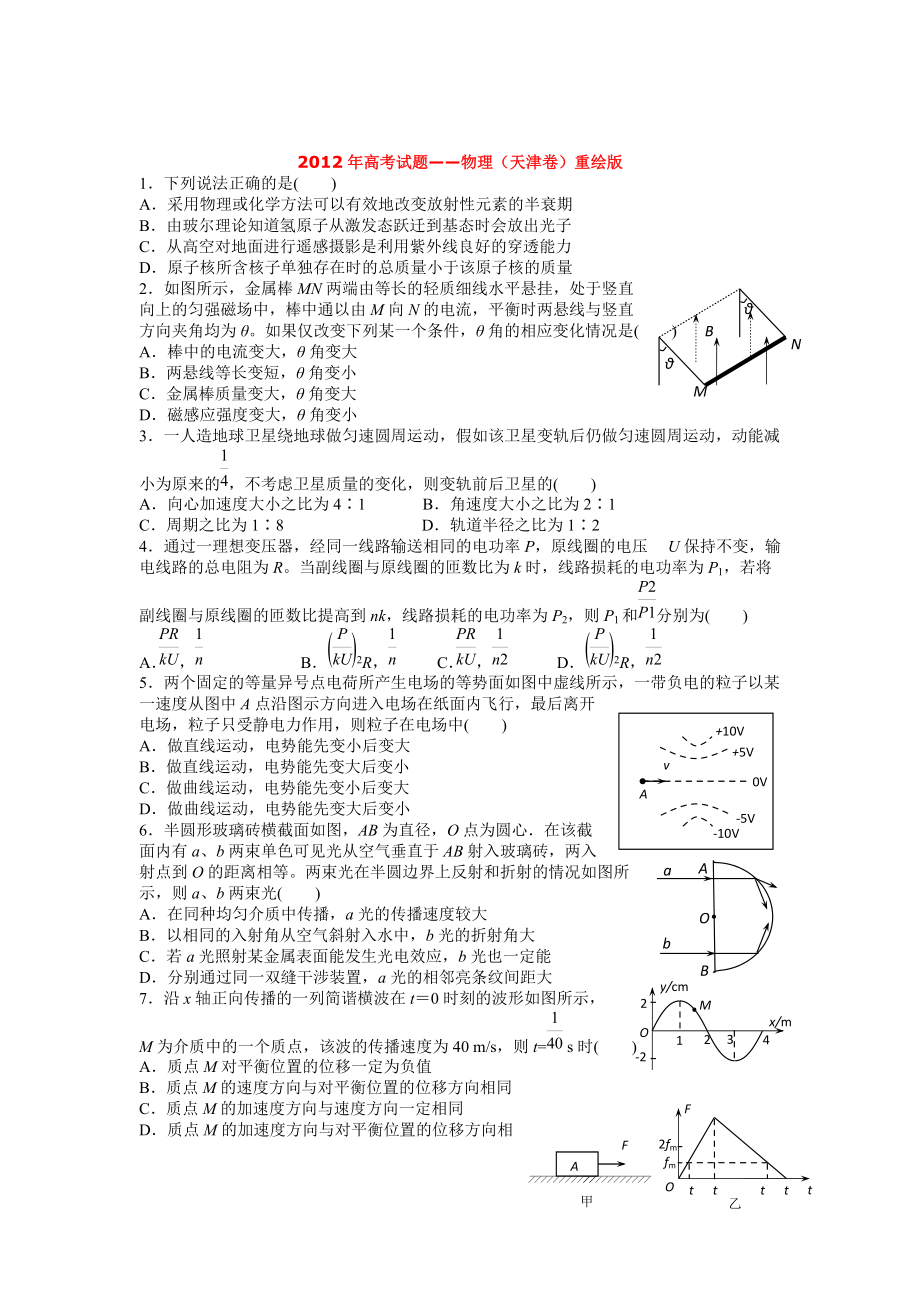 2012年高考试题——物理（天津卷）重绘版_第1页