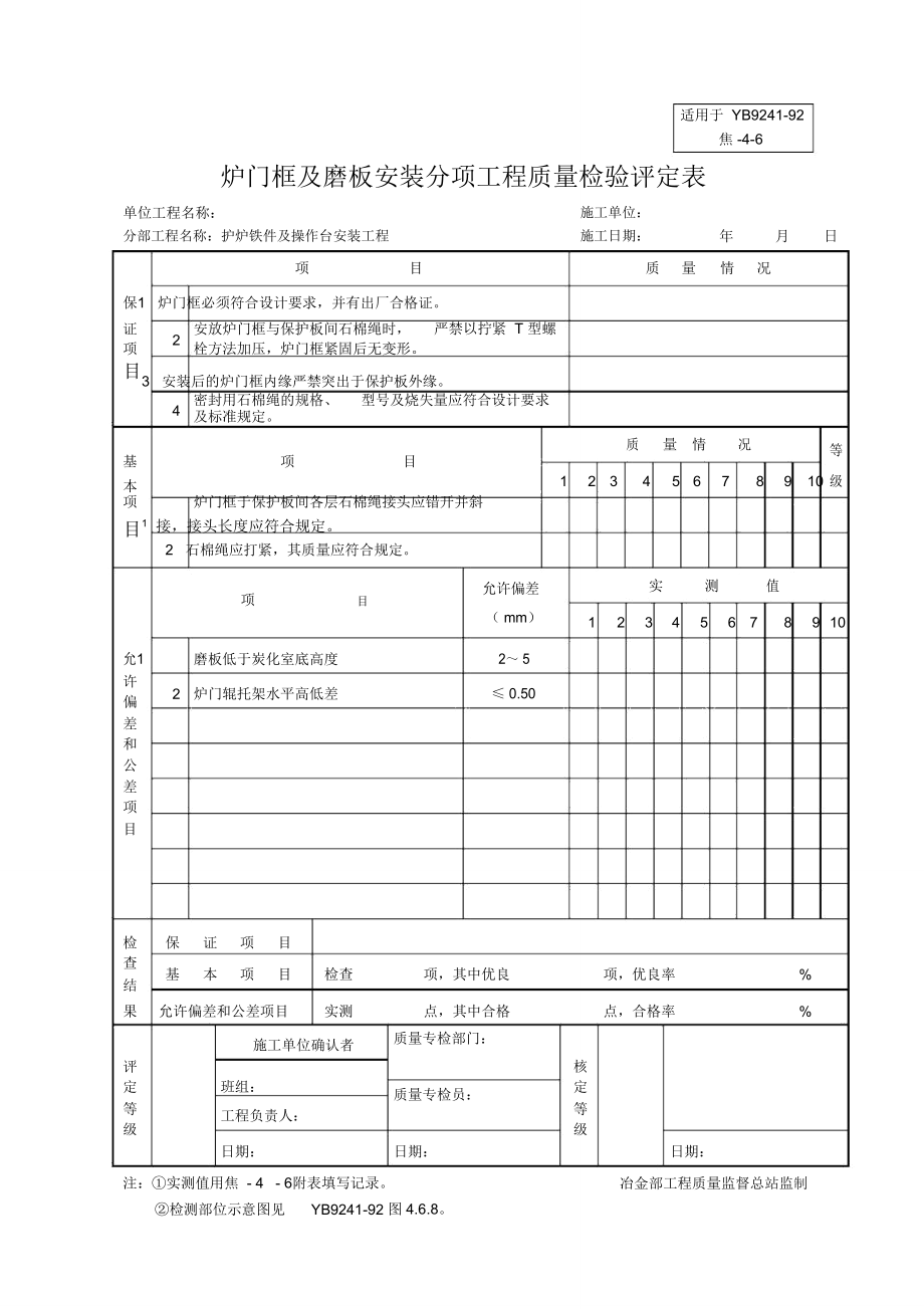 焦-4-6炉门框及磨板安装分项_第1页