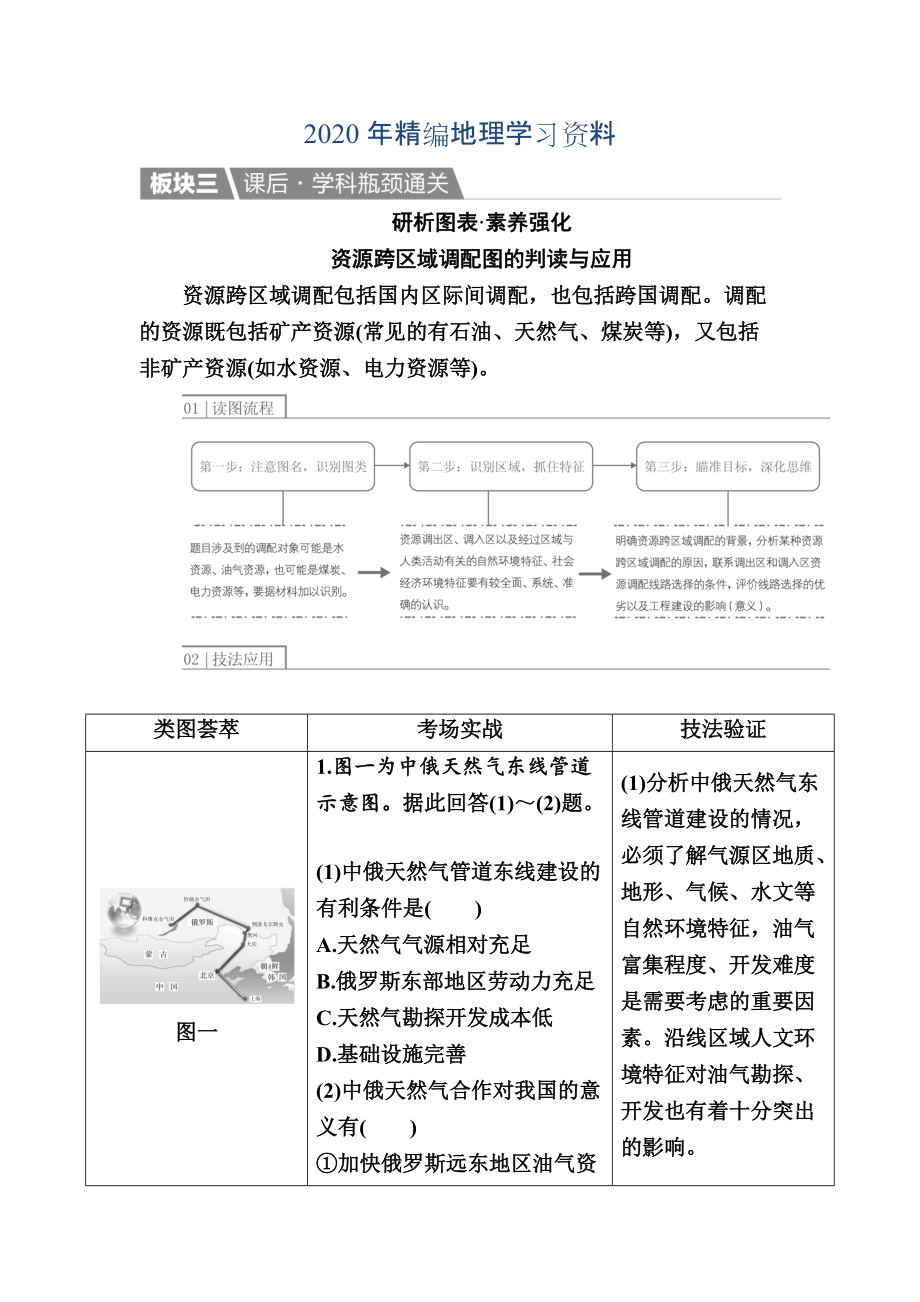 年【金版教程】地理一輪課后通關(guān)：351 資源的跨區(qū)域調(diào)配——以我國西氣東輸為例 Word版含解析_第1頁