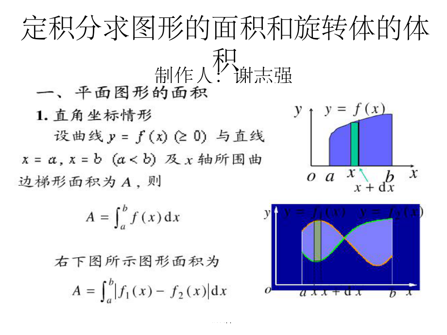 定积分求图形的面积和旋转体的_第1页