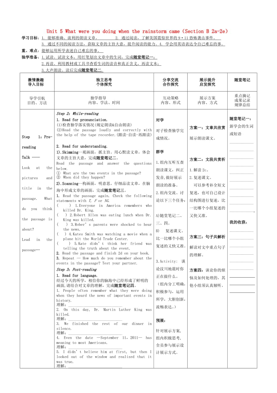 人教版八年級(jí)英語(yǔ)下冊(cè) Unit 5 Section B 2a2e導(dǎo)學(xué)案_第1頁(yè)