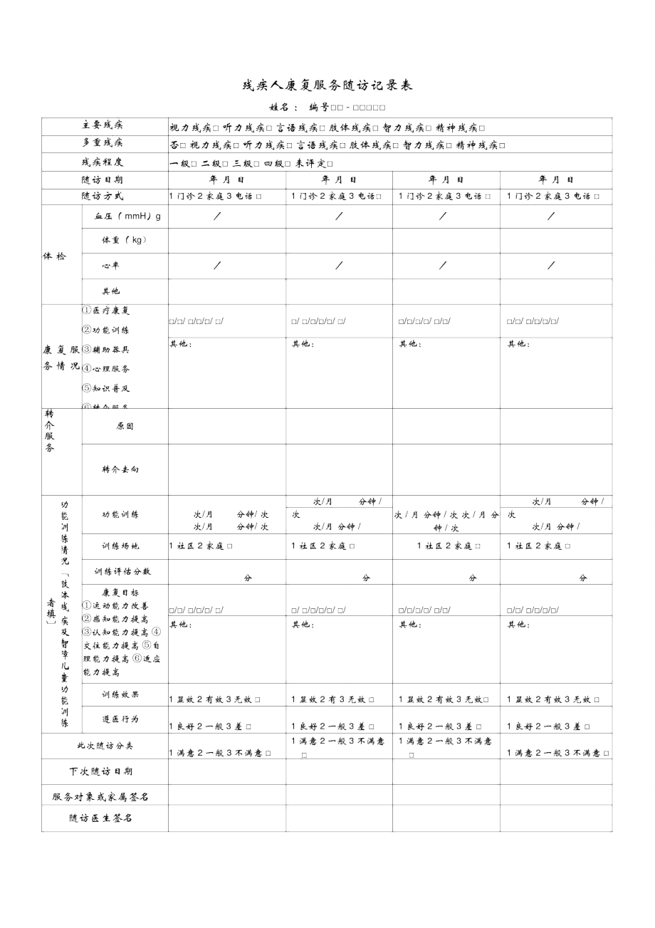 残疾人康复服务随访记录表_第1页