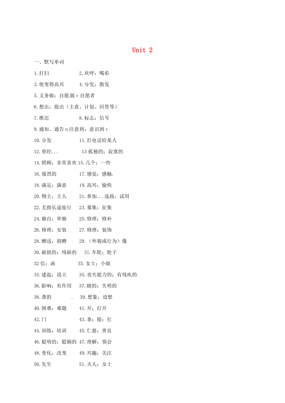 【人教新目標(biāo)版】八年級英語下冊：全一冊精要復(fù)習(xí)Unit 2_第1頁